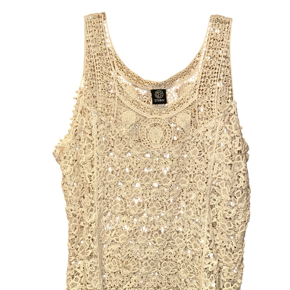 Bobeau Y2K Crochet Lace Tank Top Womens 1X Boho Cotton Blouse Festival Fairy - Picture 2 of 8